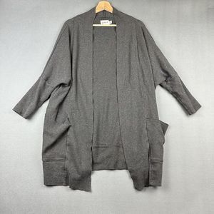 Pact Airplane Cardigan Sweater Womens S M Charcoal Gray Organic Cotton Pockets